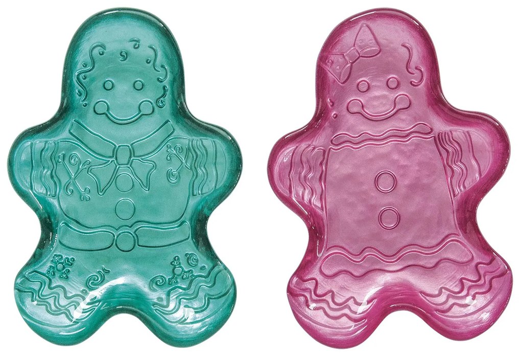 Karácsonyi Üvegtál szett 2 db-os mézeskalács figura forma díszdobozban Sweet Christmas