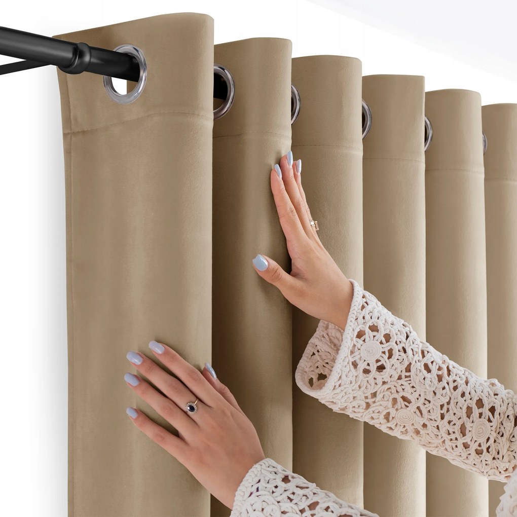 Filumi Függöny velúr sima átvezető nappali Sötét Bézs 140x300