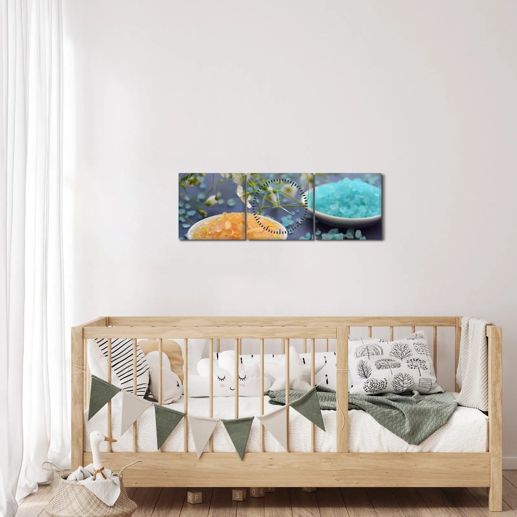 Színes tengeri só képe (órával) (90x30 cm)