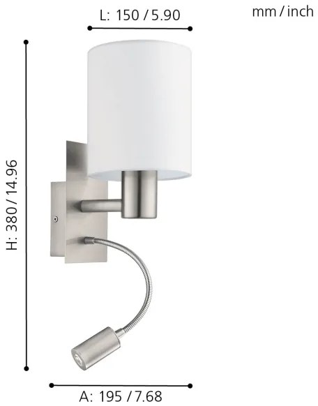 Eglo - LED Flexibilis lámpa PASTERI 1xE27/40W+LED/3,8W fehér