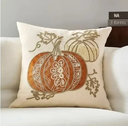 Őszi Párnahuzat 45x45 CM 1 Db Prémium Hímzett Sütőtök