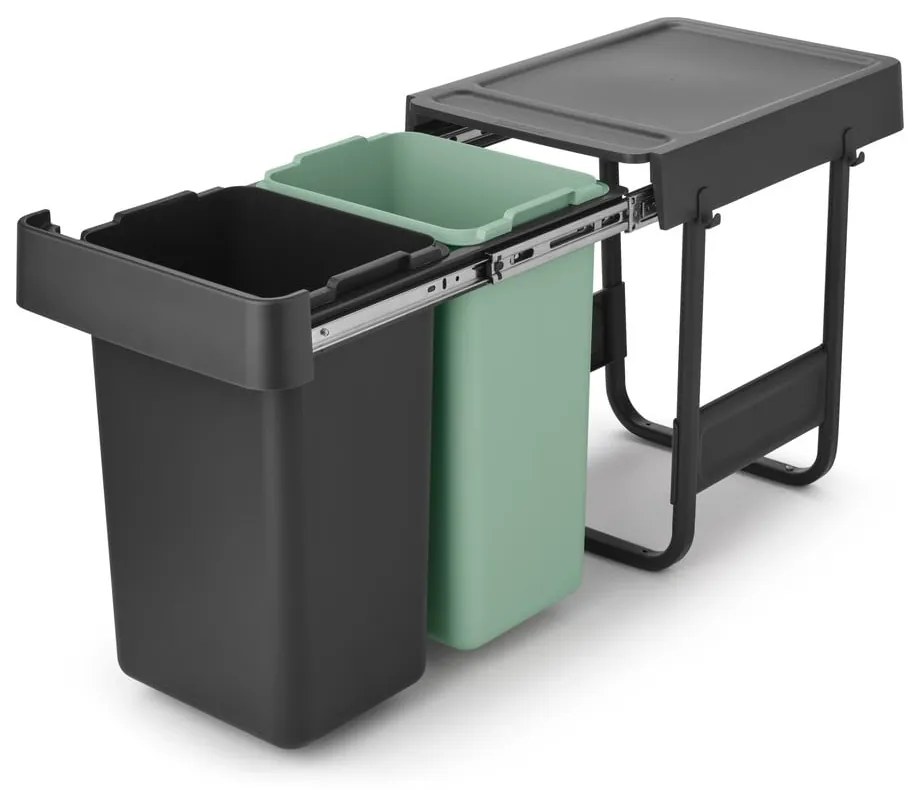 Mentazöld-sötétszürke műanyag szelektív beépíthető szemetes 30 l Sort&Go – Brabantia