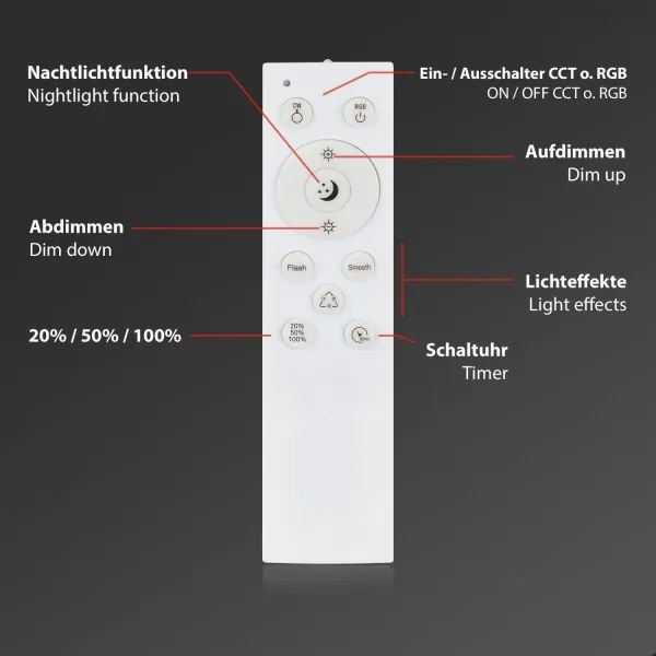 Briloner 3709-015 - LED RGBW Dimmelhető mennyezeti lámpa LED/22W/230V fekete + távirányító