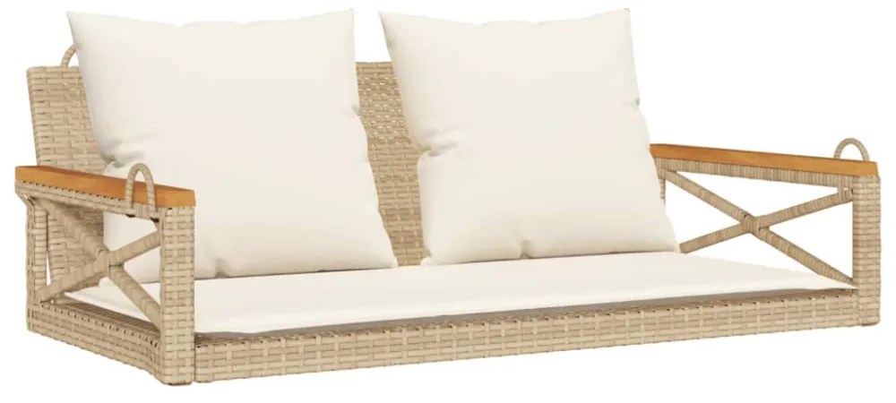 bézs polyrattan hintapad párnákkal 109 x 62 x 40 cm