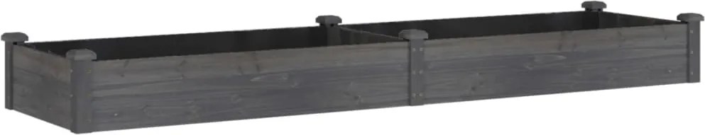 vidaXL szürke tömör fenyőfa kerti magaságyás béléssel 240x60x25 cm