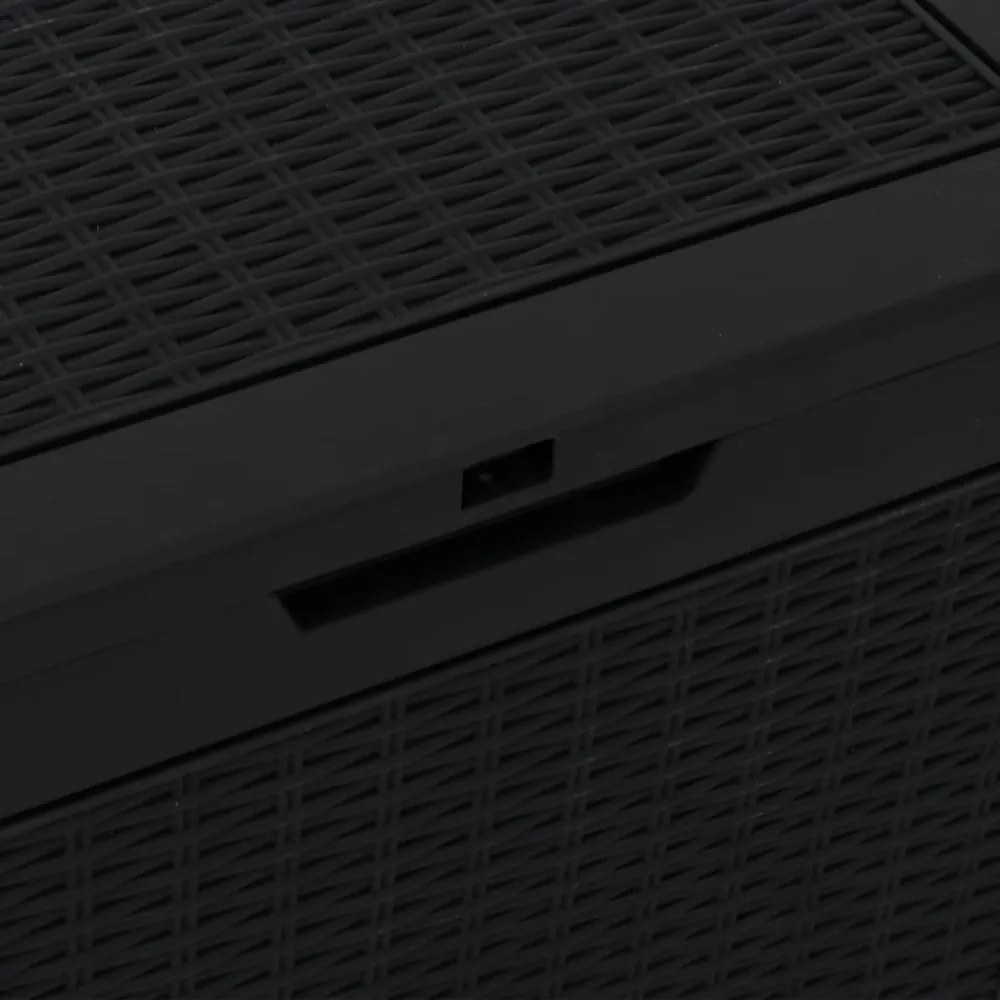 fekete polipropilén kerti tárolóláda 55,5x43x53 cm