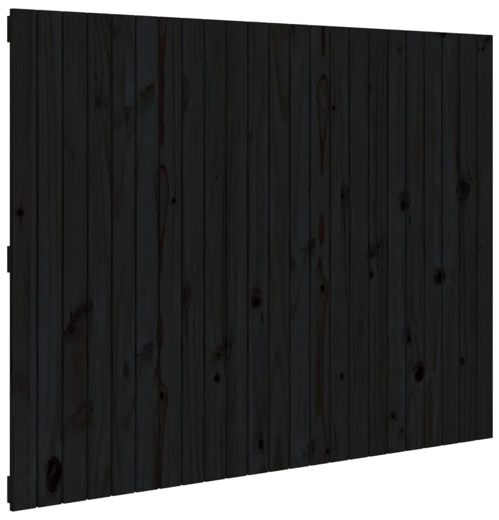 fekete tömör fenyőfa fali fejtámla 146,5x3x110 cm