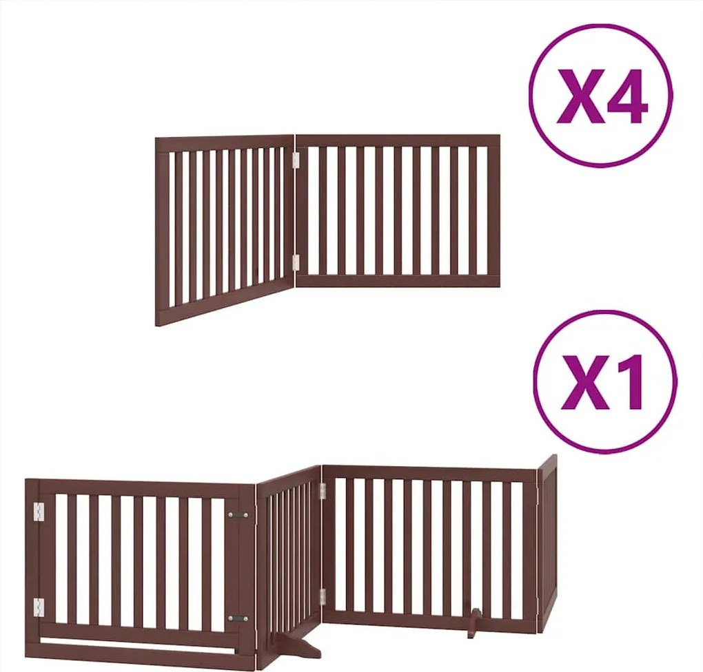 vidaXL barna nyárfa 12 paneles összecsukható kutyakapu ajtóval 960 cm
