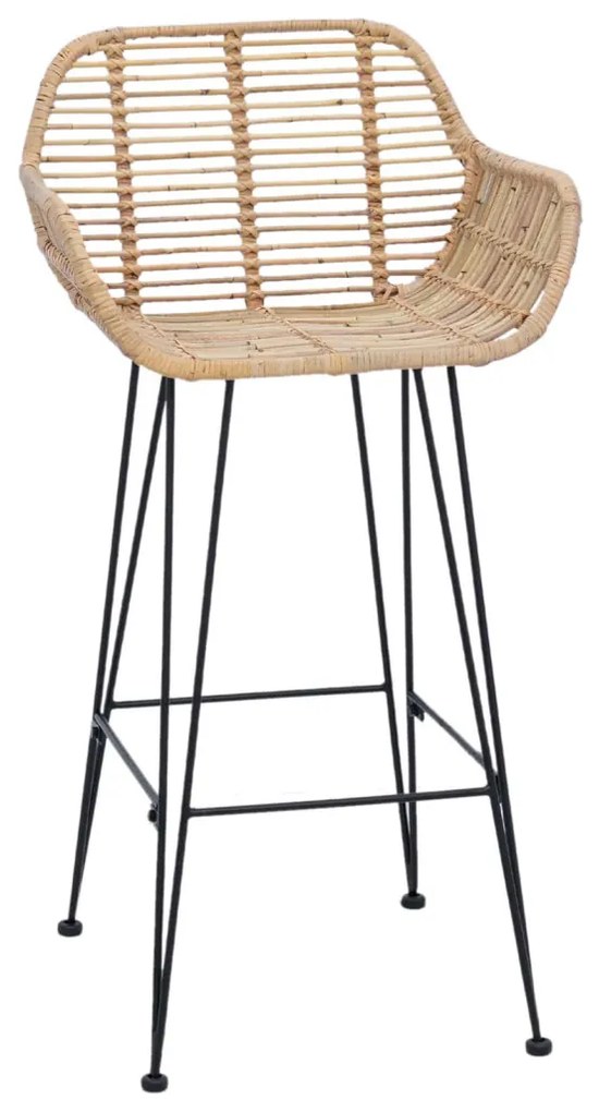 Bárszék 2 pcs Természetes 55 x 52 x 92 cm Rattan és Vas