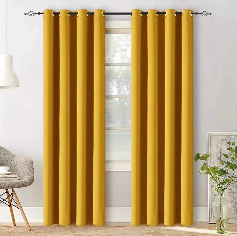 Sárga OXFORD függöny 140x250 cm Felfüggesztés: Fém gyűrűk