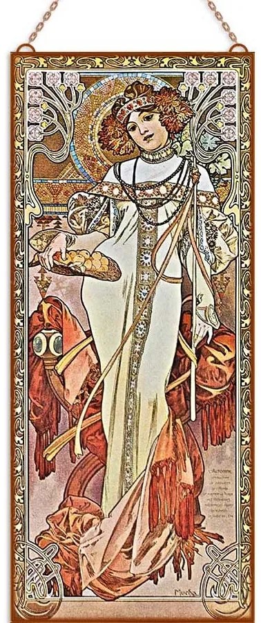 Alfons Mucha - Évszakok (Garnitúra) üvegkép, falikép