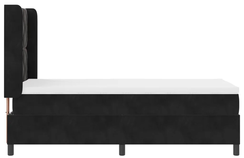 Boxspring Ágy Mattal és LED-del Fekete 100x200 cm Bársony