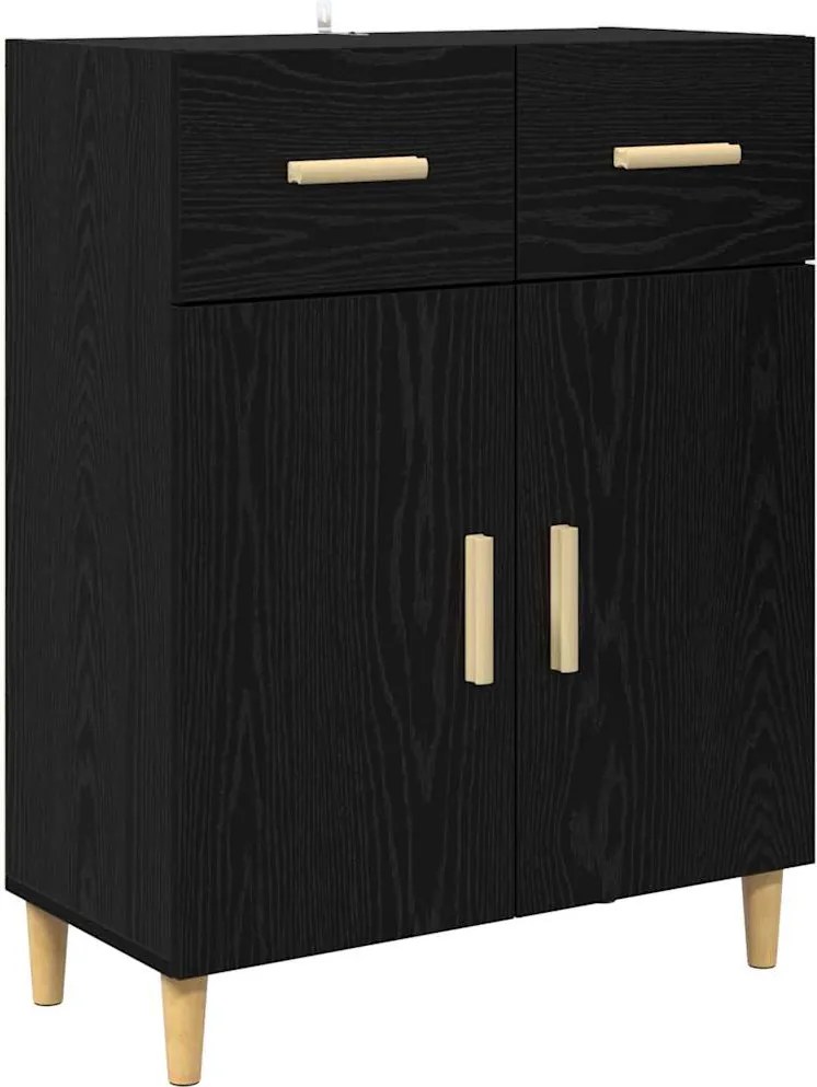 vidaXL Széf fiókkal Musta tammi 34 x 69.5 x 89 cm Faanyag
