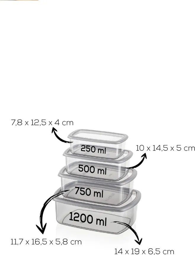 Ételtároló doboz készlet 4 x 3 db