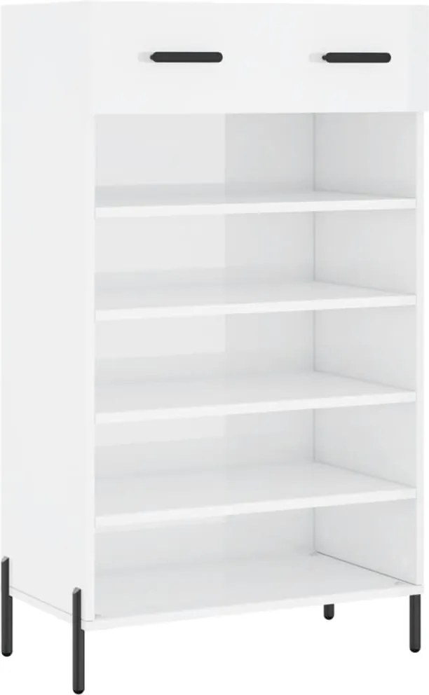 vidaXL magasfényű fehér szerelt fa cipőszekrény 60 x 35 x 105 cm