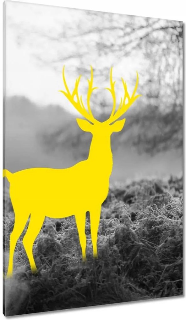 Vászonkép 80x120 Sárga szarvas Erdő Tájkép