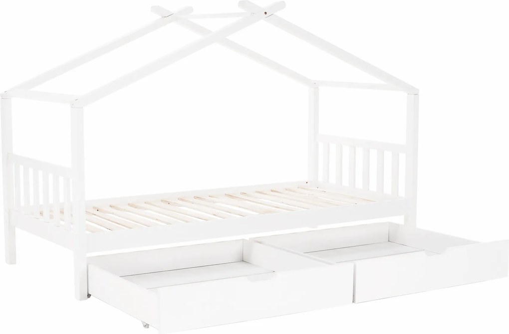 Ágy 2 konténerrál, fehér, ELISIA