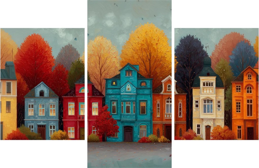 Kép - Festett őszi város (90x60 cm)