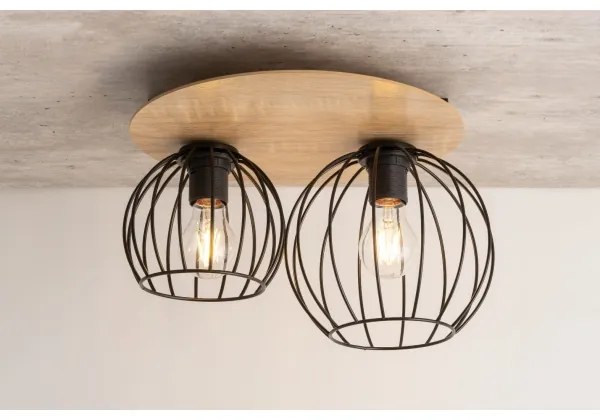 Csillár CYBER 2xE27/60W/230V fa/fekete