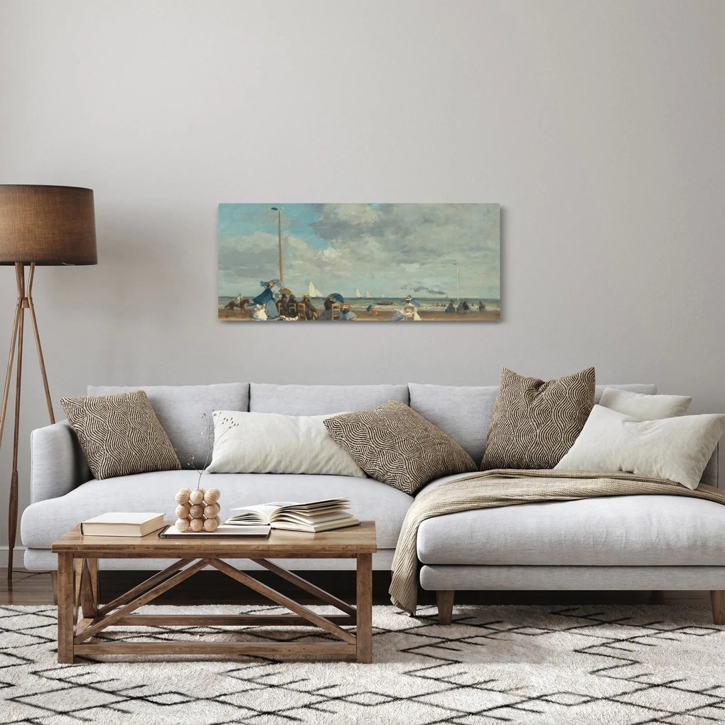 Kép - Eugène Boudin, Beach at Trouville, reprodukciók (120x50 cm)