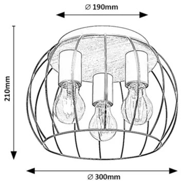 Rabalux 5293 - Mennyezeti lámpatest KAMALA 3xE27/25W/230V