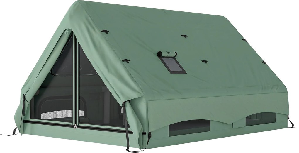 Outsunny felfújható sátor 8–10 fő részére — gyors felállítás, 4 évszakos vízálló glamping sátor kályha- és tetőablakokkal, klíma-/kábelbevezetővel | A