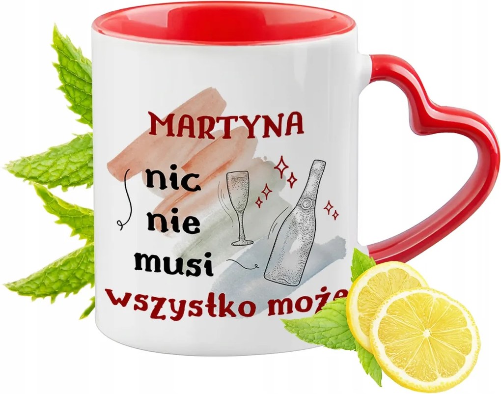 Martina Piros Bögre Szív Alakú Füllel Ajándék