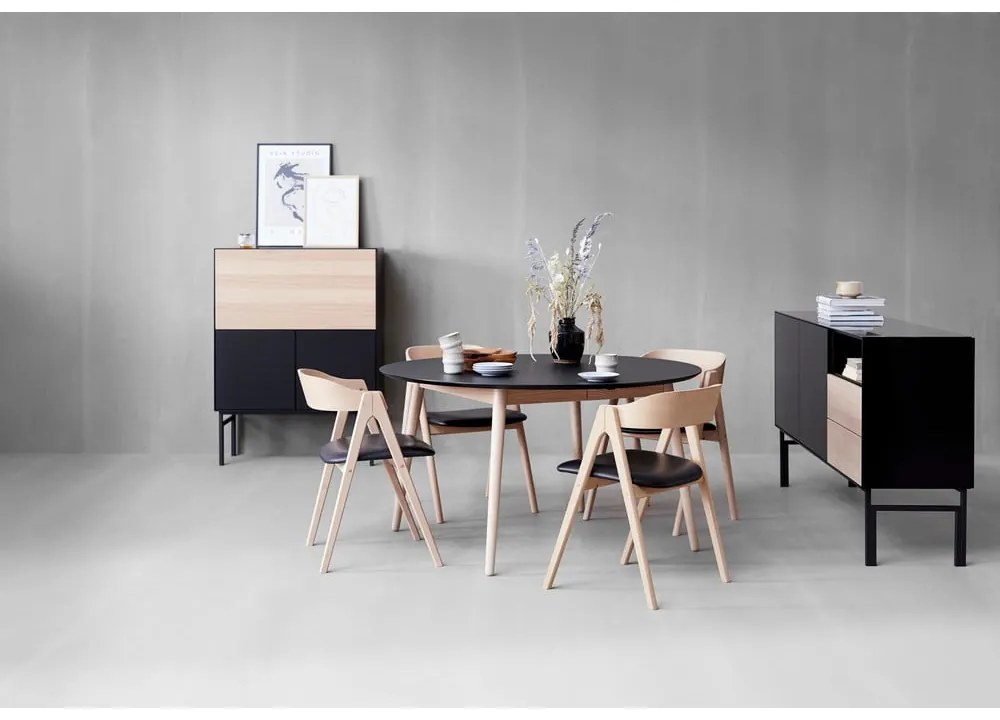 Meza étkezőasztal tölgyfa dekorral, Ø135 - Hammel