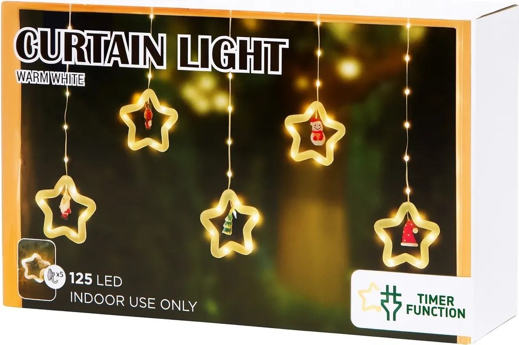 LED-es fényfüggöny figurákkal Karácsonyi lámpák 125 LED-es ablakra