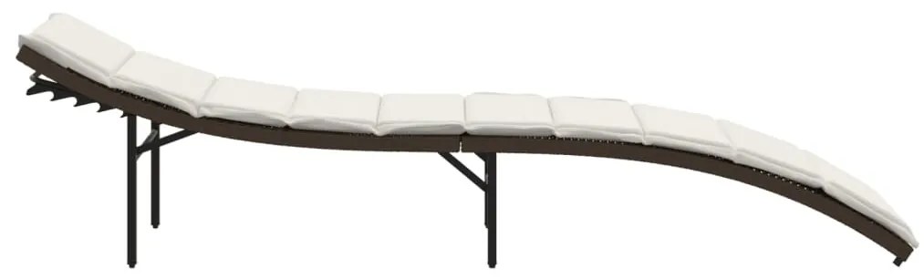 Barna polyrattan napozóágy párnával 55x199x50 cm