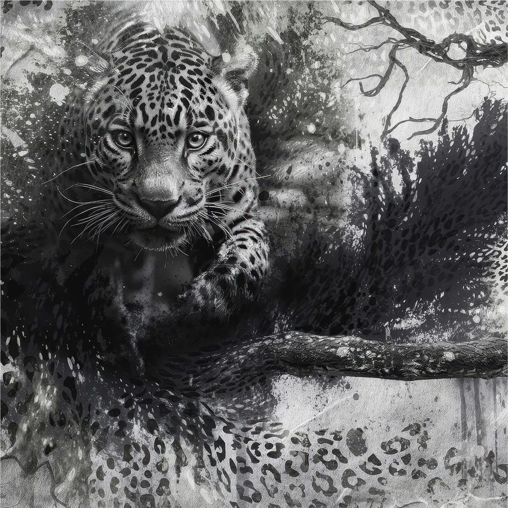 Divatos 3D fali tapéta Leopárd absztrakt 250x250 ragasztóval