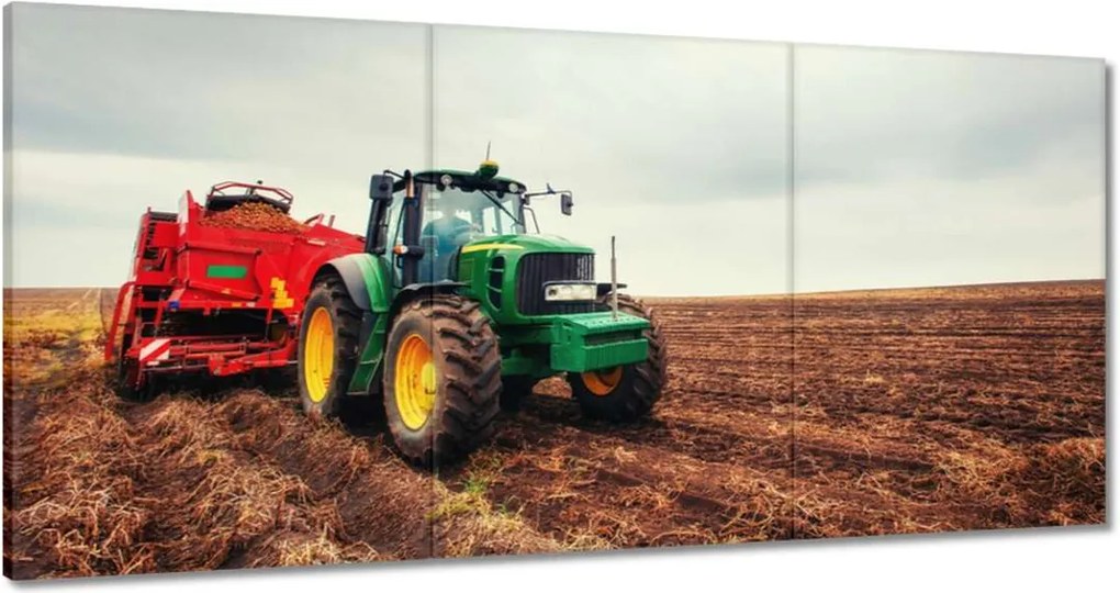 Vászonkép 60x30 Traktor szántás mező farmer
