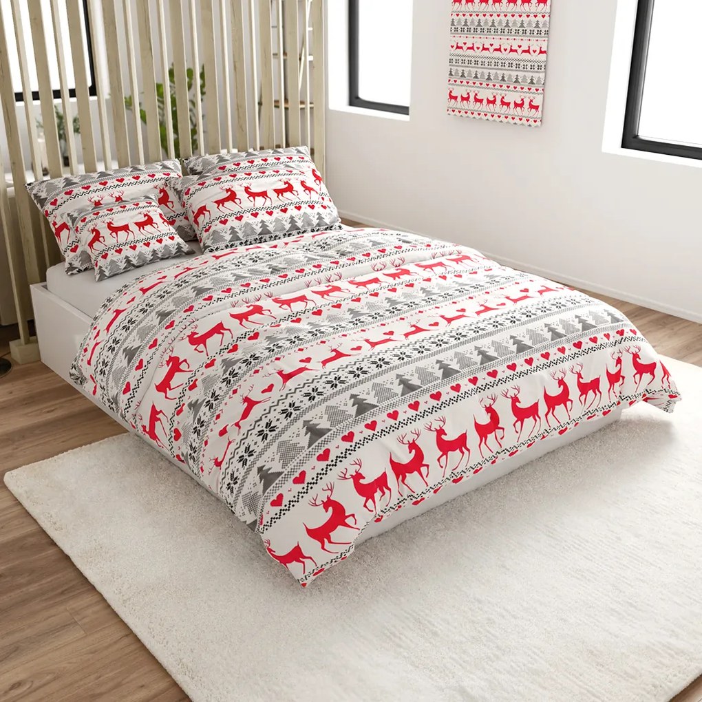Flanel ágynemű DEER DREAMS fehér Ágyneműhuzat mérete: 70 x 90 cm | 140 x 200 cm