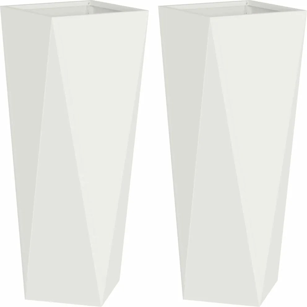 vidaXL Növénytartó 2 pcs Fehér 30 x 30 x 75 cm Acél