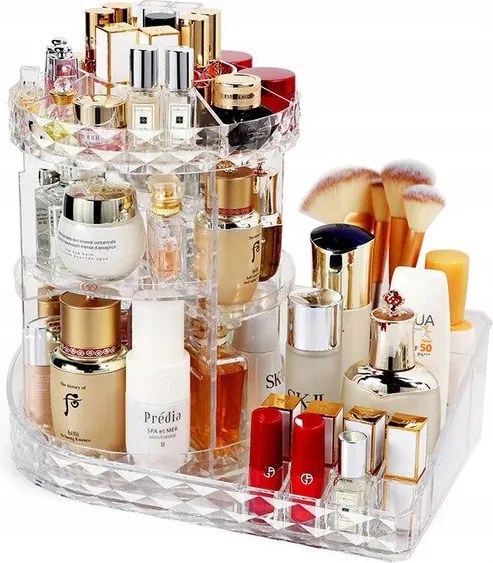 Kozmetikai Ékszertartó Forgatható Rendszerező 2in1 XXL Átlátszó