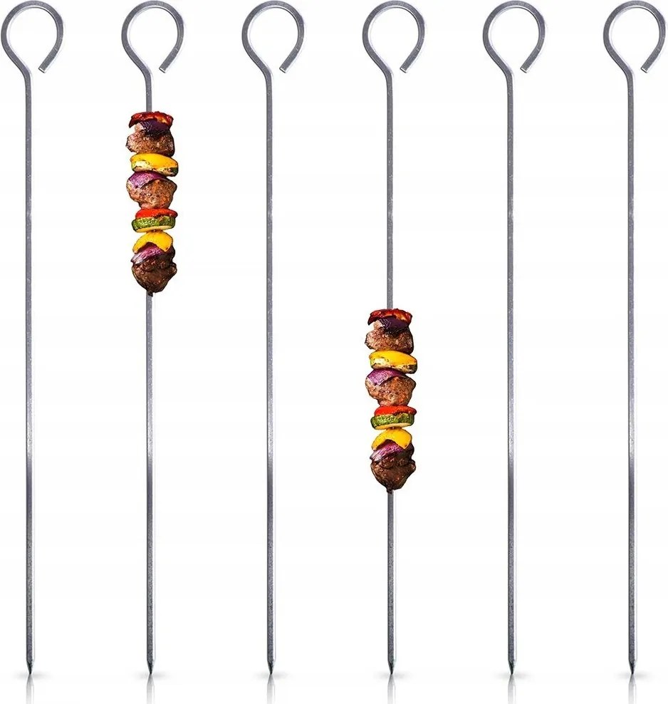 Nyárs Grill Nyárs Hús Zöldség Acél 6 Db-os