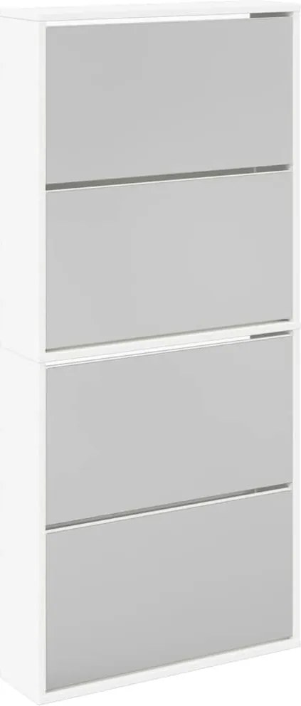 vidaXL fehér 4 szintes tükrös cipőszekrény 63 x 17 x 134 cm
