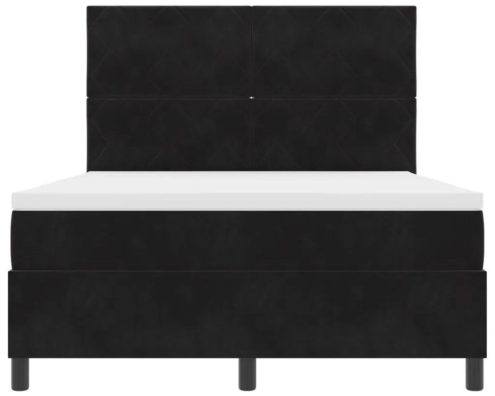 Boxspring Ágy Matraccal Fekete 140x190 cm Bársonyos