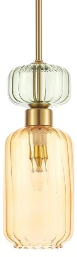 Csillár zsinóron MOLLY 1xE14/40W/230V átm. 12 cm arany/narancs/zöld