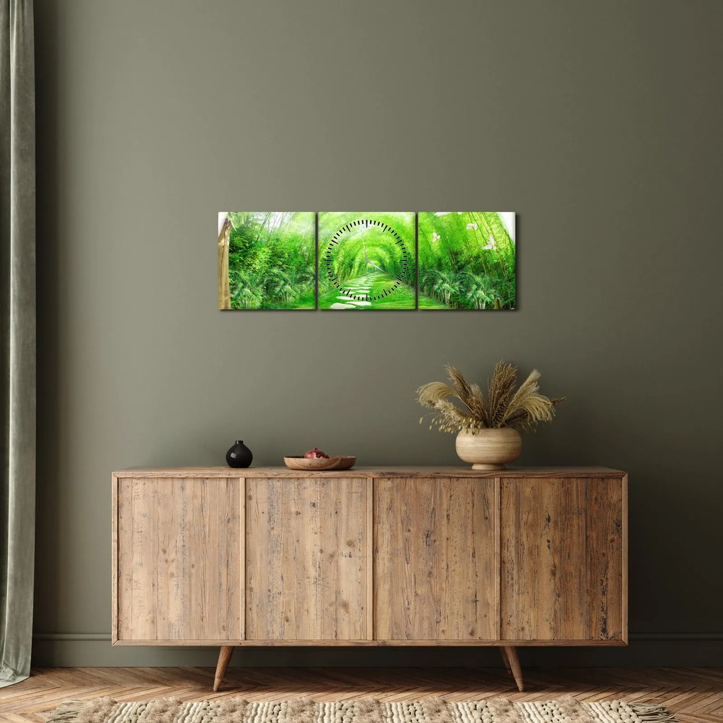 Kép - Trópusi kertre néző kilátás (órával) (90x30 cm)