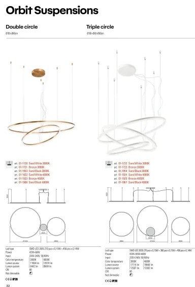Redo 01-1721 - LED Csillár zsinóron ORBIT LED/42W + LED/66W/230V bronz