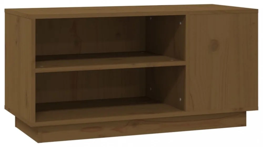 mézbarna tömör fenyőfa TV-szekrény 80x35x40,5 cm