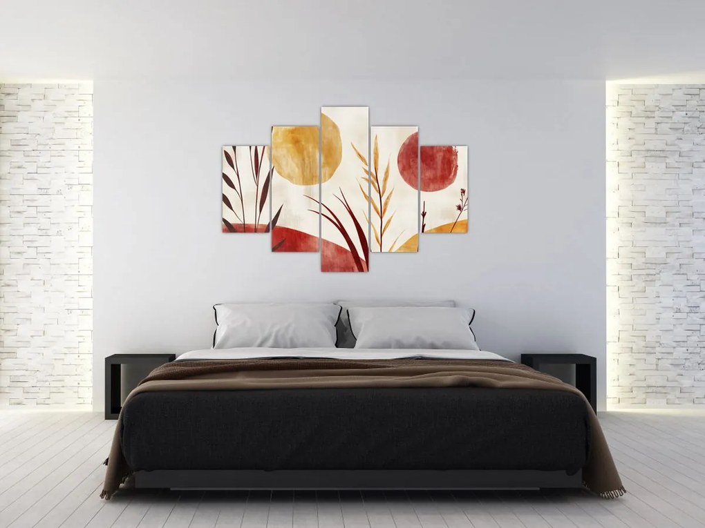 Kép - Növények és körök (150x105 cm)