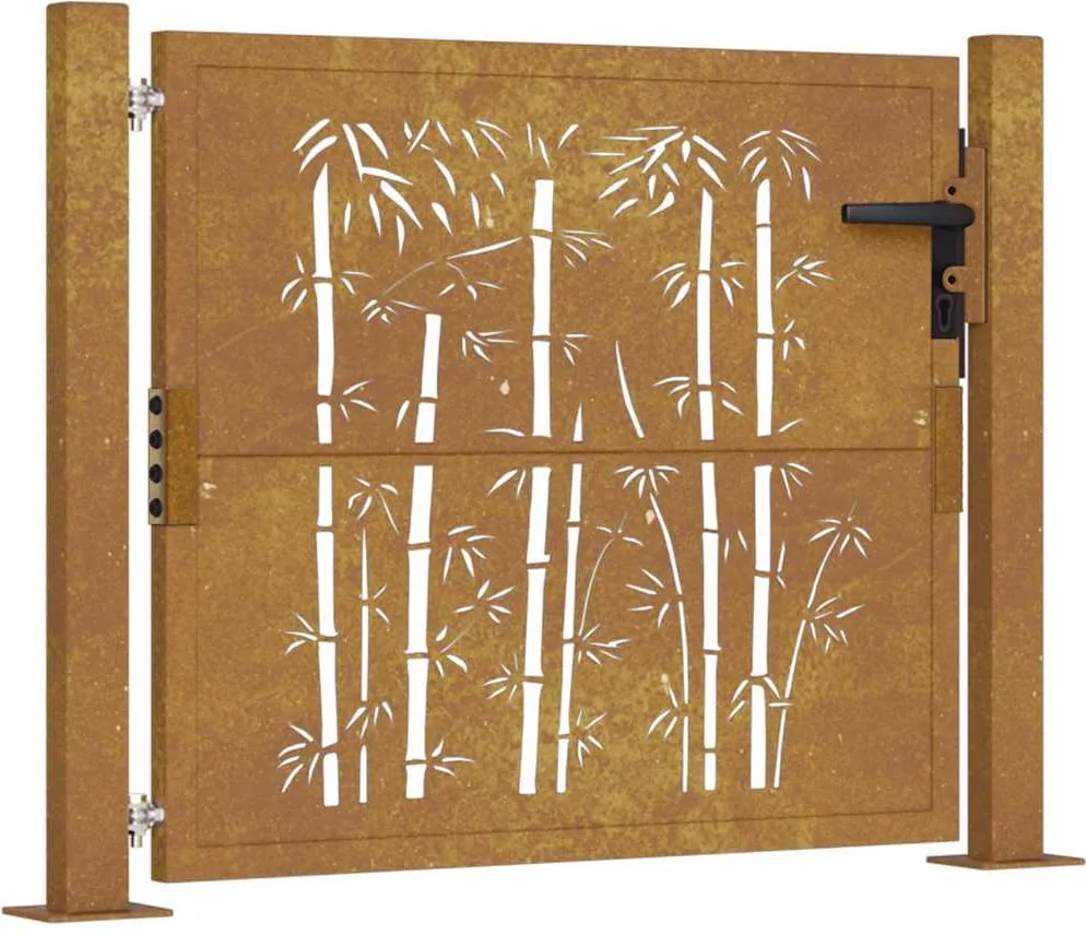 vidaXL Corten acél, bambusz mintás kerti kapu 100x75 cm