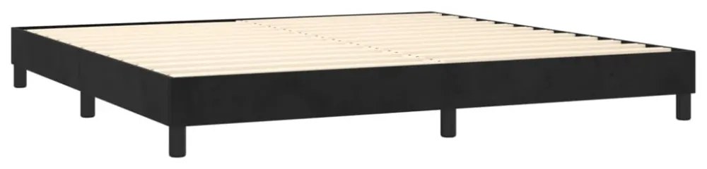 fekete bársony rugós és LED-es ágy matraccal 200x200 cm