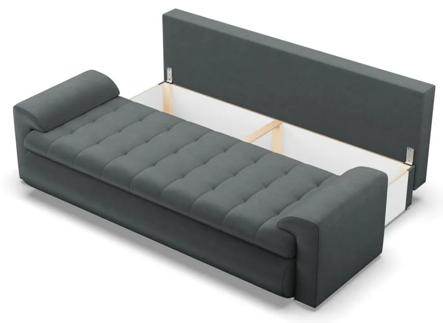 Tokio kanapéágy, bársony, szürke