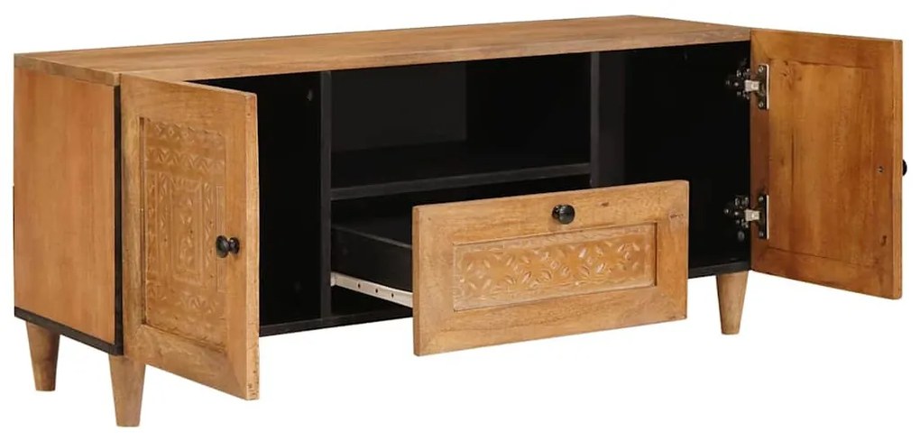 TV szekrény fiókkal Világosbarna 105 x 33 x 46 cm tömör mangófa