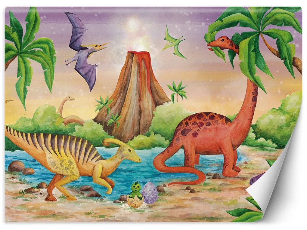 Gario Fotótapéta Színes dinoszauruszok a tónál Anyag: Vlies, Méret: 100 x 70 cm
