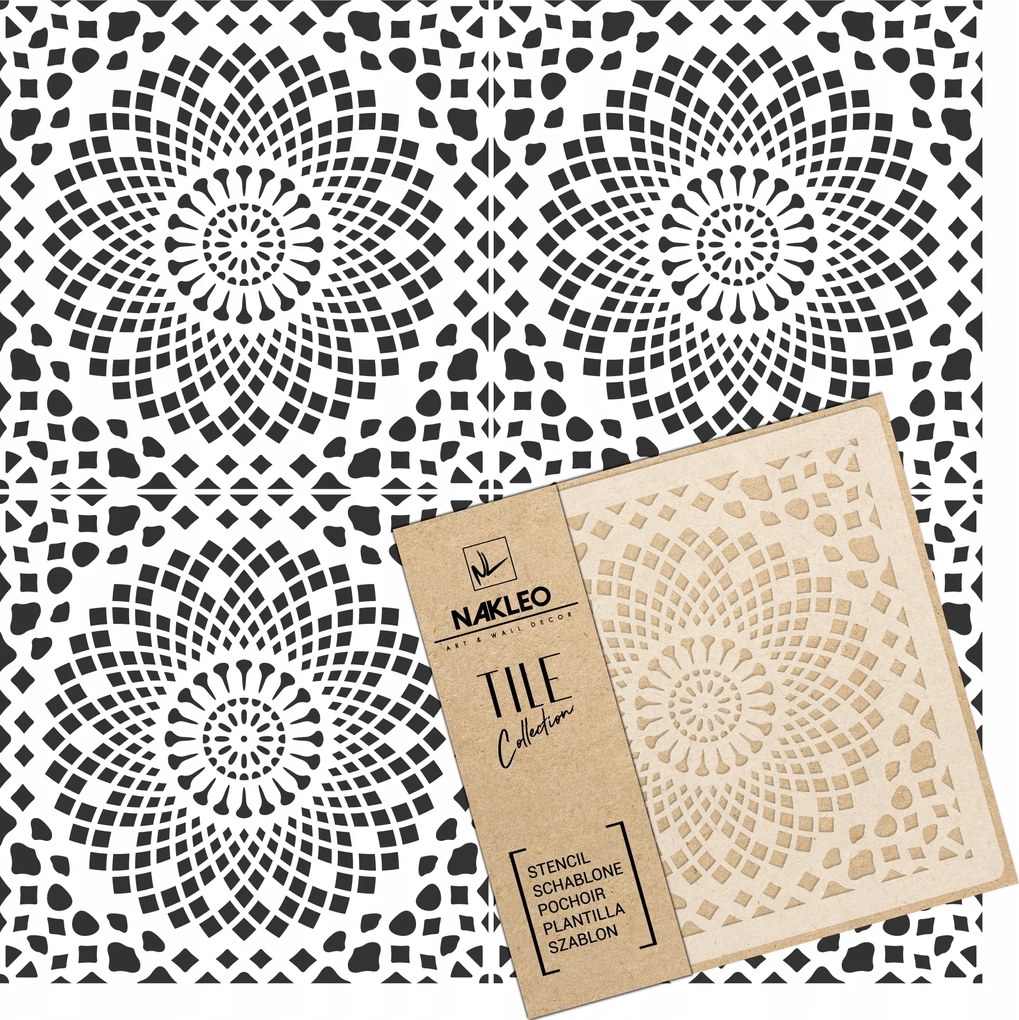 Festősablon Csempe Csempék Többször felhasználható 30x30cm Geometrikus minta Alamo