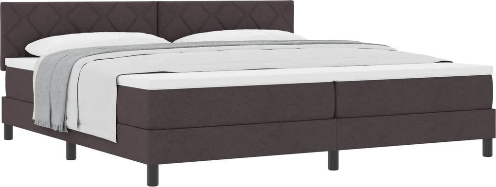 vidaXL Boxrugós ágy matracmal Sötét Barna 200 x 200 cm szövet